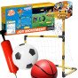 WOOPIE 2-in-1 Krepšinio rinkinys: Futbolo vartai + kamuoliai ir pompa