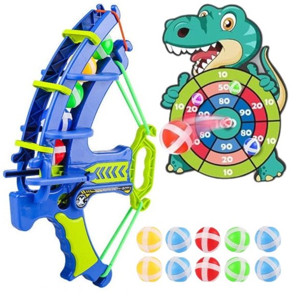 WOOPIE Velcro Darts Žaidimas su žibintuvėliu 2in1 Rinkinys: Skydas + Dino Lankstytuvas