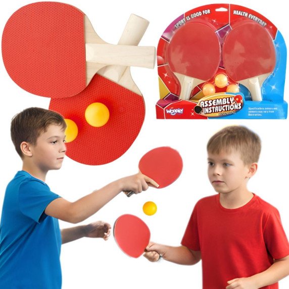 WOOPIE stalo teniso raketės su Ping Pong raketės + 3 kamuoliai