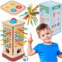 Woopie Mediniai Montessori Įgūdžių Žaidimo Stiebai kamuoliai 3D Bokštas