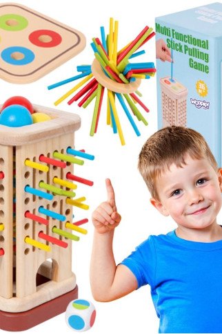 Woopie Mediniai Montessori Įgūdžių Žaidimo Stiebai kamuoliai 3D Bokštas Woopie Mediniai Montessori Įgūdžių Žaidimo Stiebai kamuoliai 3D Bokštas