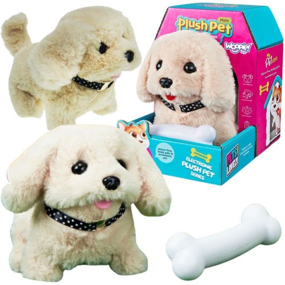 WOOPIE Interaktyvus pliušinis šuo su kaulu Bichon Golden Retriever