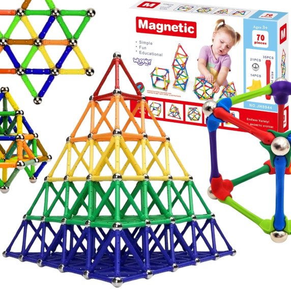 WOOPIE Magnetiniai Konstrukciniai Blokai Kūrybinis Galvosūkis 70 vnt.