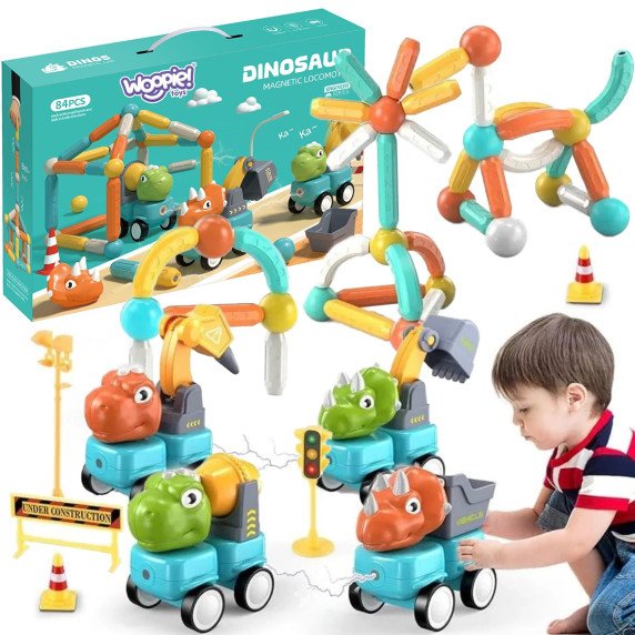 WOOPIE Magnetiniai konstruktoriai Dinozaurai 84 vnt.