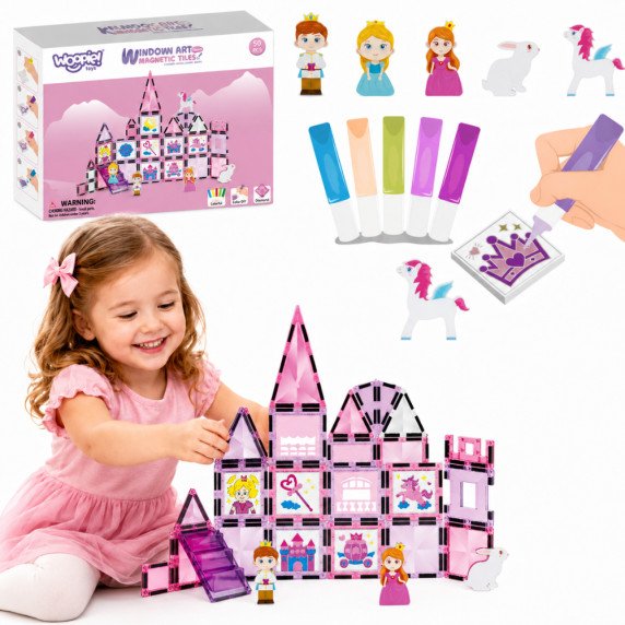 WOOPIE Magnetiniai Blokai princesės pilis rinkinys, 50 vnt.