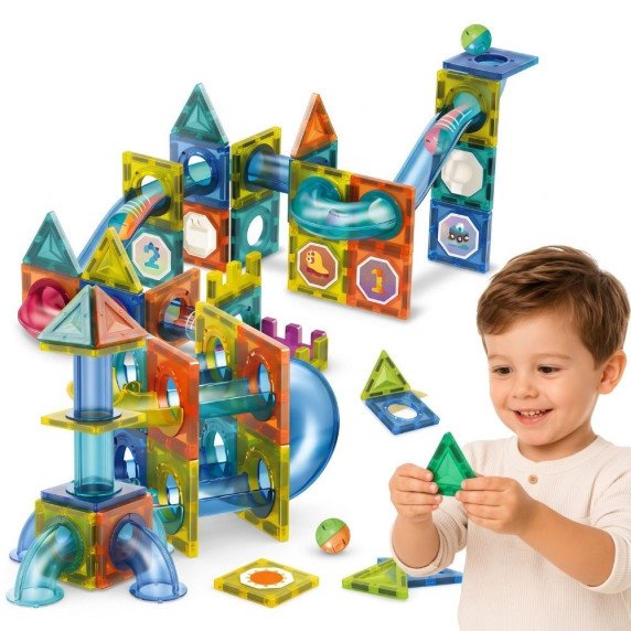 WOOPIE Magnetinės Statybinės Plytelės 3D Mokomasis Rinkinys Kamščių Takelis 42 vnt.