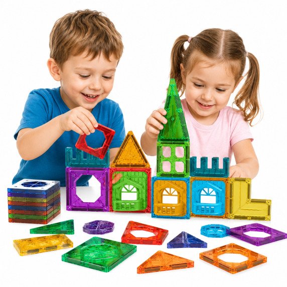 WOOPIE Magnetiniai statybiniai blokai 3D švietimo rinkinys pilis 30 vnt.