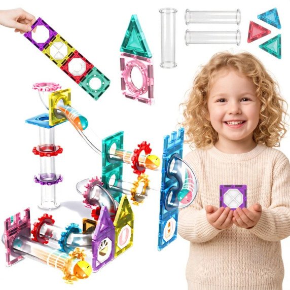 WOOPIE Magnetinės Konstrukcijų Blokėlių 3D Mokomasis Rinkinys Kambarių Traukinys 126 vnt.