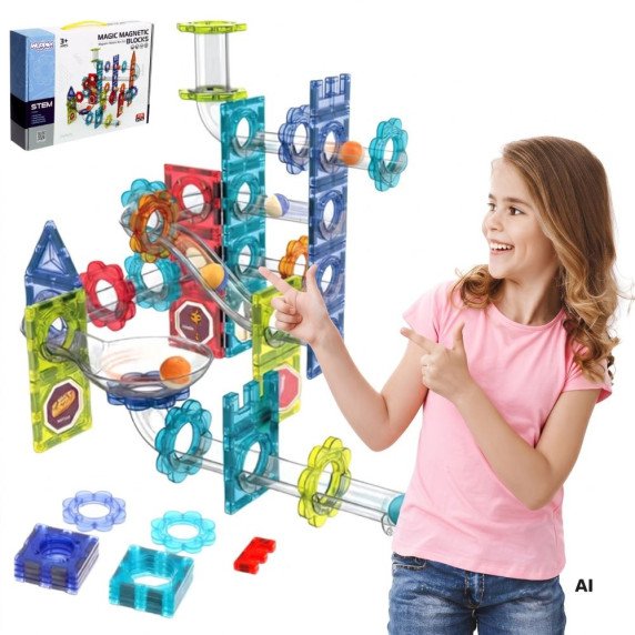 WOOPIE Magnetinės Konstrukcijų Blokai 3D Mokomasis Rinkinys Kamuolių Trajektorija 113 vnt.