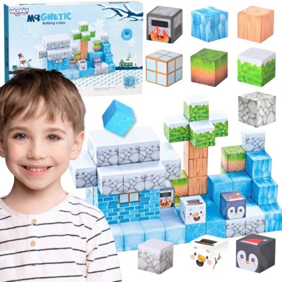 WOOPIE Magnetinė statybinės konstrukcijų rinkinio žiemos pasaulis iš blokų