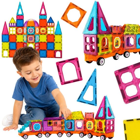 WOOPIE Magnetinis 3D Blokų Traukinio Rinkinys 71 vnt.