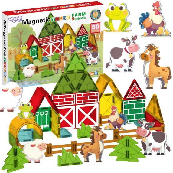 WOOPIE Magnetiniai Statybiniai Blokai 7,5 cm Ferma 50 vnt.