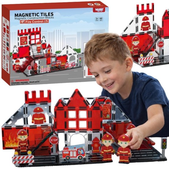 WOOPIE Magnetiniai Blokai 3D Gaisrininkų Rinkinys 48 vnt.