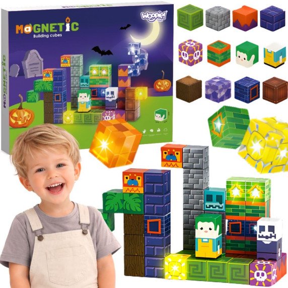 WOOPIE Magnetinės Blokai Švieslentės Halloweenui 63 vnt.
