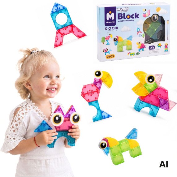 WOOPIE Magnetiniai Blokai 21 vnt. M Blokas Kūrybiškas Švietimas Dovana 3D