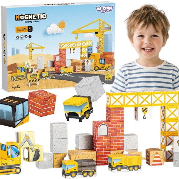 WOOPIE Magnetinės Statybos Kubai Statybos Aikštelė 49 vnt.