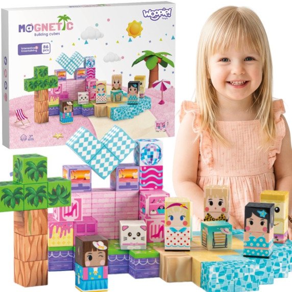 WOOPIE Magnetiniai Kubai Klijuojamieji Magnetai 86 vnt. 3D Edukacinis Galvosūkių Montesori Rinkinys Vaikams nuo 3 metų岁