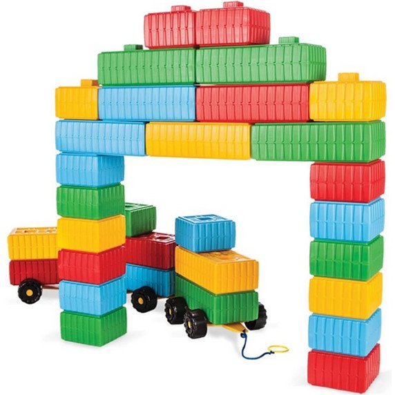 WOOPIE statybos blokai XXL rinkinys su automobiliu, 43 vnt.