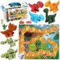 WOOPIE 2-in-1 Statybos rinkinys Dinosaurų stalo žaidimas + 46 kauliukai