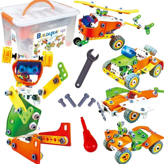 WOOPIE Statybos plytelės rinkinys STEM Transporto priemonės 163 vnt.