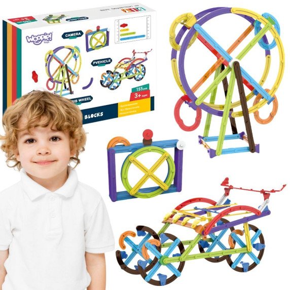 WOOPIE 3D Matematiniai Statybos Blokai Didelis Mokomasis Rinkinys 155 Dalys