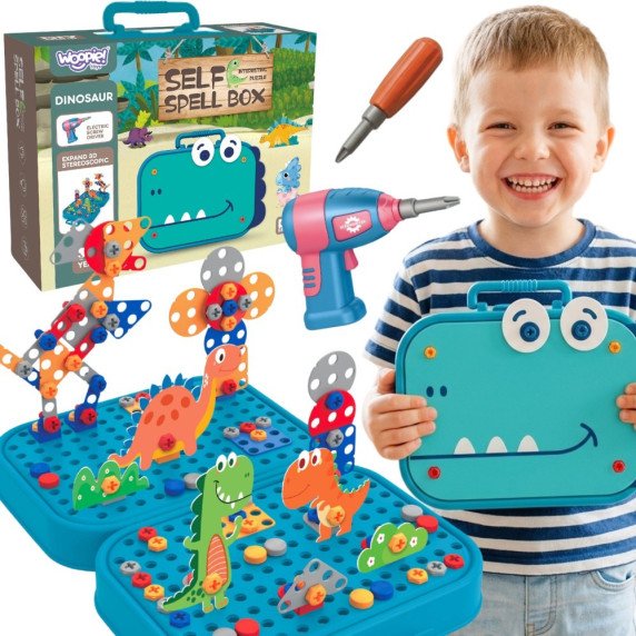 WOOPIE DIY rinkinys Dinozaurų blokai su varžtais