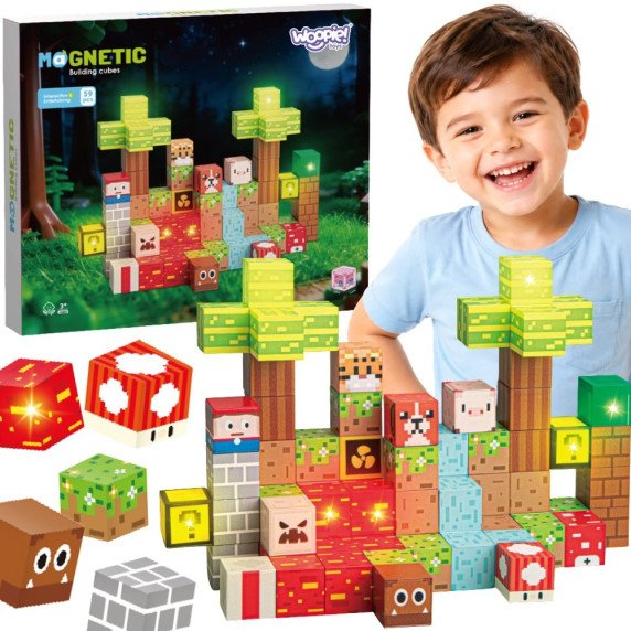 WOOPIE Magnetai kūrimo blokai Miškas 75 vnt.
