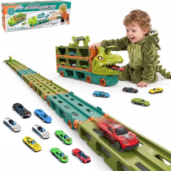 WOOPIE Žaislinis sunkvežimis Dinozaurų takelis 2.1m automobiliams