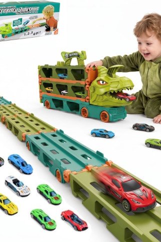 WOOPIE Žaislinis sunkvežimis Dinozaurų takelis 2.1m automobiliams WOOPIE Žaislinis sunkvežimis Dinozaurų takelis 2.1m automobiliams