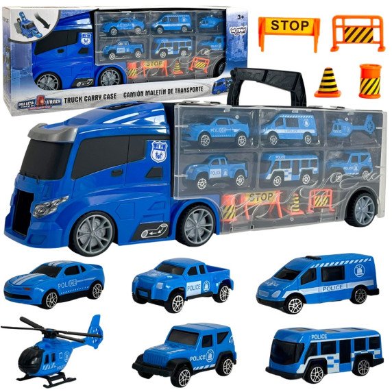 WOOPIE sunkvežimio transporterio rinkinys 3in1 mėlynas policija