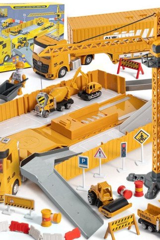 WOOPIE interaktyvus sunkvežimis 6-in-1 konstrukcijos rinkinys su kranu ir priedais WOOPIE interaktyvus sunkvežimis 6-in-1 konstrukcijos rinkinys su kranu ir priedais