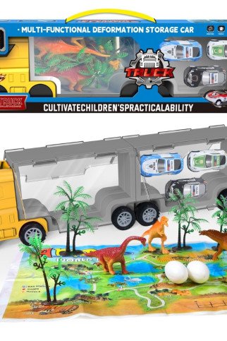 WOOPIE Transporto priemonė su sunkvežimiu 2 1 Dinozaurų rinkinys + modelis.