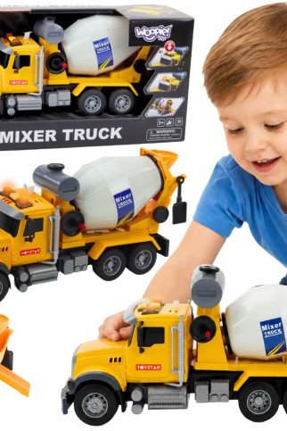 WOOPIE Cement Mixer Truck su besisukančiu būduku, šviesomis ir garsais, geltona