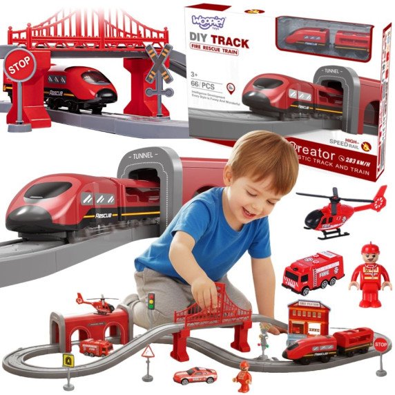 WOOPIE Pendolino Elektrinis Traukinio Rinkinys Ugniagesių Departamentui, 66vnt.