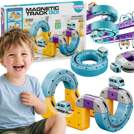 WOOPIE Magnetinis Traukinių Kelio Konstrukcijos Rinkinys su Priėjimo Efektu 38 vnt.