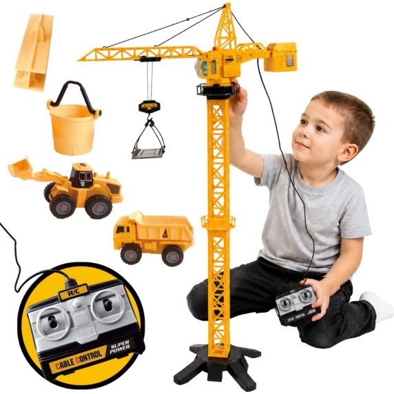 WOOPIE Nuotolinio valdymo krautuvas 103cm R/C sunkvežimis ekskavatorius + 4 priedai.