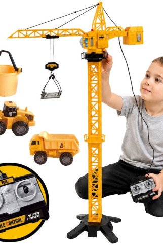 WOOPIE Nuotolinio valdymo krautuvas 103cm R/C sunkvežimis ekskavatorius + 4 priedai.