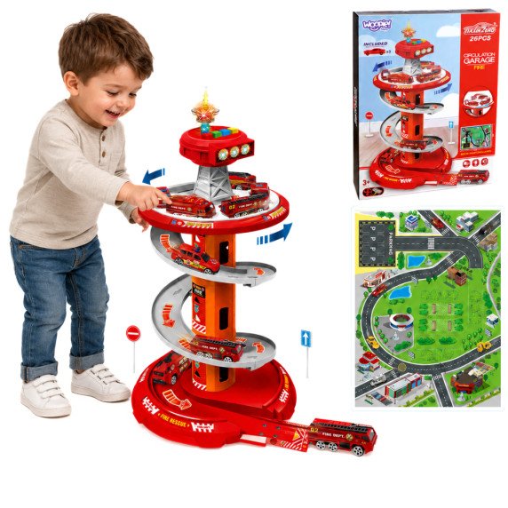 WOOPIE Spiral Track Car Garage 3 vnt.