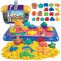 WOOPIE kinetinis smėlis 0,8 kg rinkinys krepšelyje su formomis + /