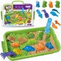 WOOPIE Kinetic Sand 1,5 kg rinkinys XXL Gyvūnai ZOO Safari stalas su formomis