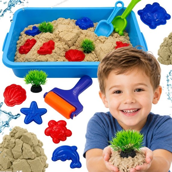 WOOPIE Kinetic Sand Magic vandeniui 18 dalų rinkinys su dėžute