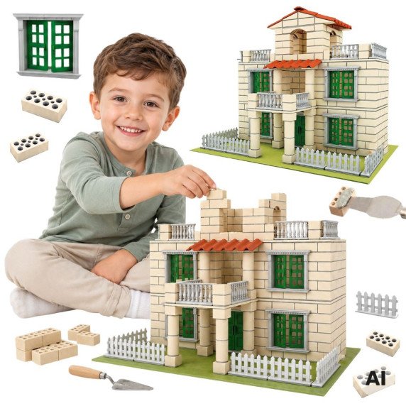 WOOPIE DIY plytelių vila konstrukcijos rinkinys 352 vnt. vaikams