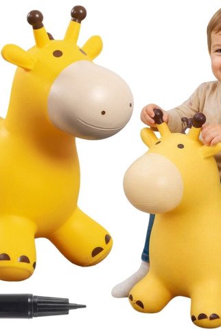 Geltonas žirafas su pamučiu „WOOPIE“ + pompa Geltonas žirafas su pamučiu „WOOPIE“ + pompa