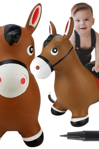 WOOPIE guminis šuoliui žirgas + Pompa WOOPIE guminis šuoliui žirgas + Pompa