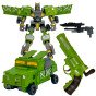 WOOPIE 3-in-1 Transformuojamas robotas mūšio mašina ir šaudyklė išdartautomatinė užstatų tūris žalia.
