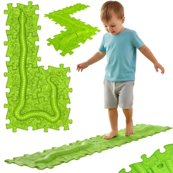 WOOPIE Jutiklinis Kilimas Ortopedinis Puzzle Gyvatė Žalia 6 vnt.