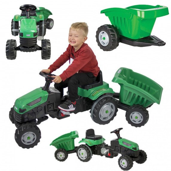 WOOPIE Farmer GoTrac MAXI Pedažinis traktorius su tyliais ratais priekabai