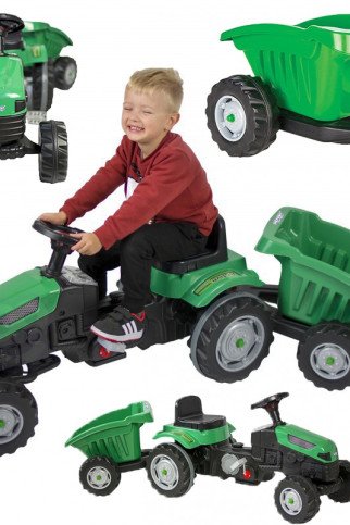 WOOPIE Farmer GoTrac MAXI Pedažinis traktorius su tyliais ratais priekabai WOOPIE Farmer GoTrac MAXI Pedažinis traktorius su tyliais ratais priekabai