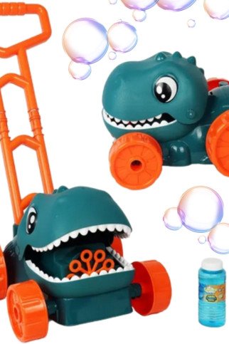 WOOPIE Dino burbulų sodo pjaustyklė su dinozauru + skystis WOOPIE Dino burbulų sodo pjaustyklė su dinozauru + skystis