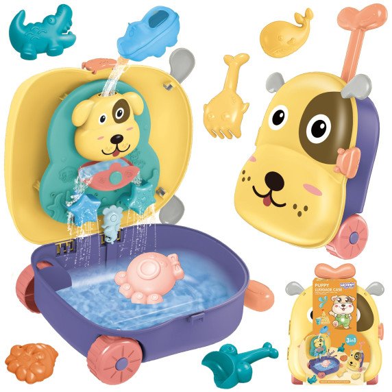 WOOPIE 3-in-1 Smėlio dezė, lagaminas, šuo, vandens stalas
